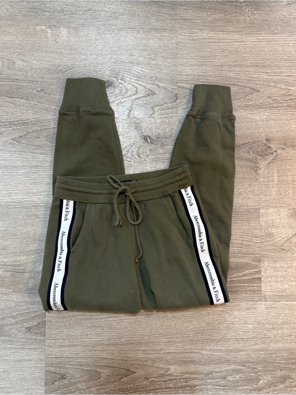 Abercrombie & Fitch Olive Green Joggers with Branded Side Tape